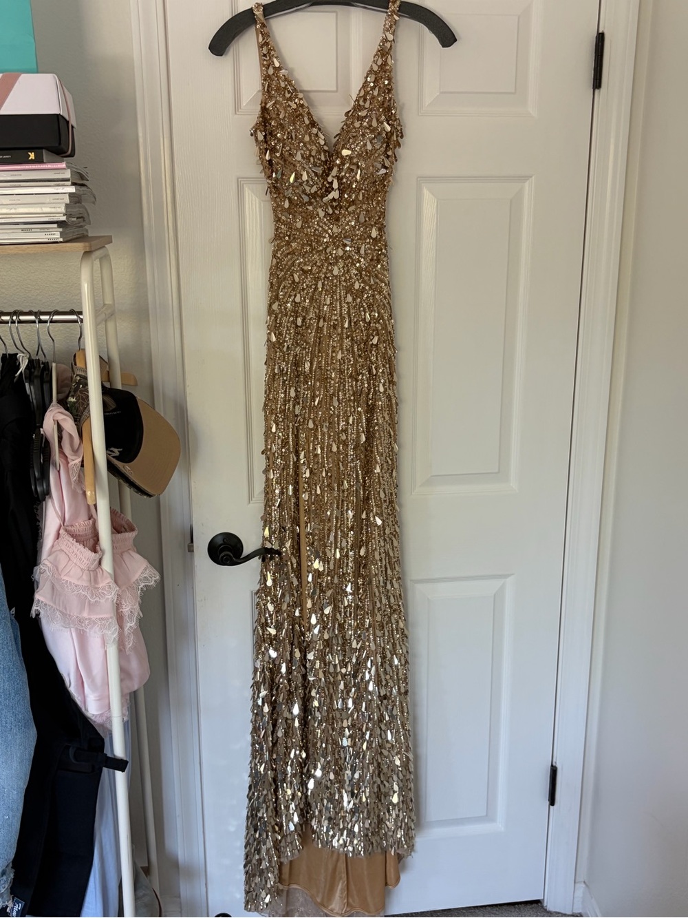 Gold Sherri Hill Prom Dress Style #54912 - Picture 3 of 9